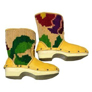 Vibrant Yellow and Multicolor Women's Moccasins